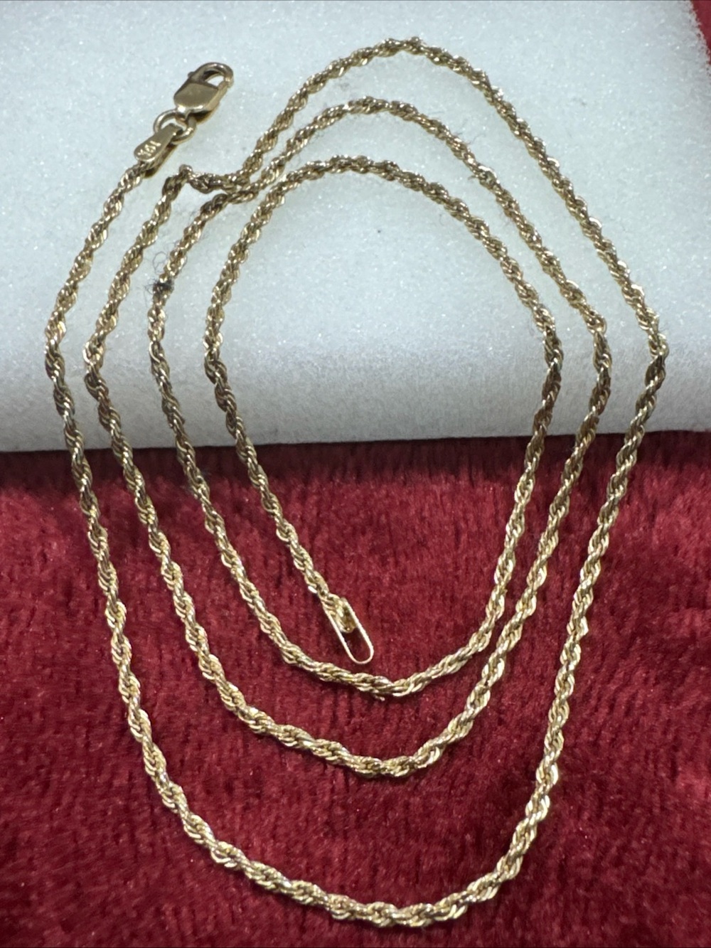 10K Yellow Gold Semi Solid Rope Chain 20” 1mm 3.6g Lobster Clasp As Is